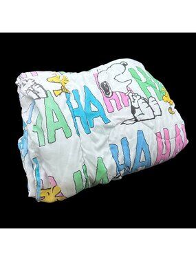 Vintage Peanuts Snoopy Woodstock Ha Ha Laughing Blanket Twin Size Cannon USA